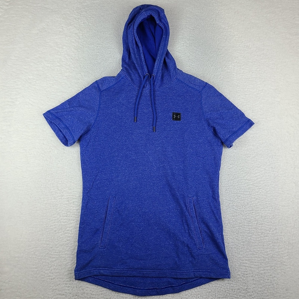 Under Armour Hoodie Mens Large Blue Fitted Training Short Sleeve